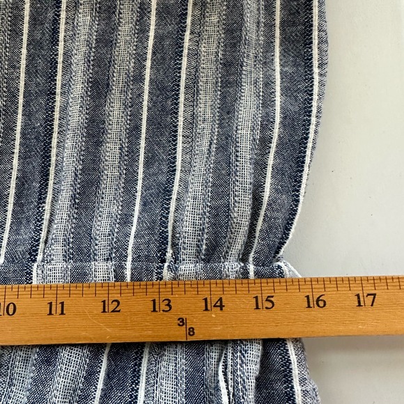 Cloth & Stone Jumpsuit Women Medium Blue Striped Linen Pants Sleeveless Resort - Picture 13 of 16